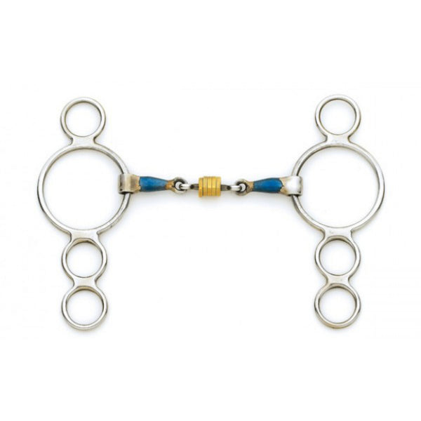 CENTAUR STAINLESS STEEL 3-RING GAG BIT WITH LOOSE BRASS ROLLER DISKS