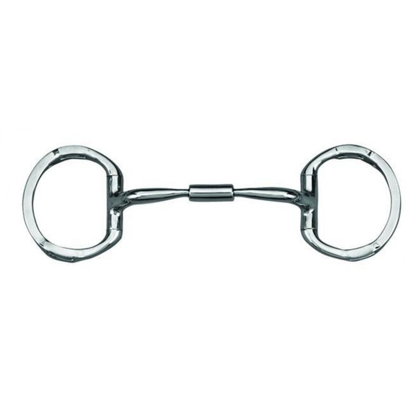 MYLER 3-1/2IN EGGBUTT WITH HOOKS WITH SS COMFORT SNAFFLE WIDE BARREL (MB02) COPPER INLAY MOUTH, 5 INCH